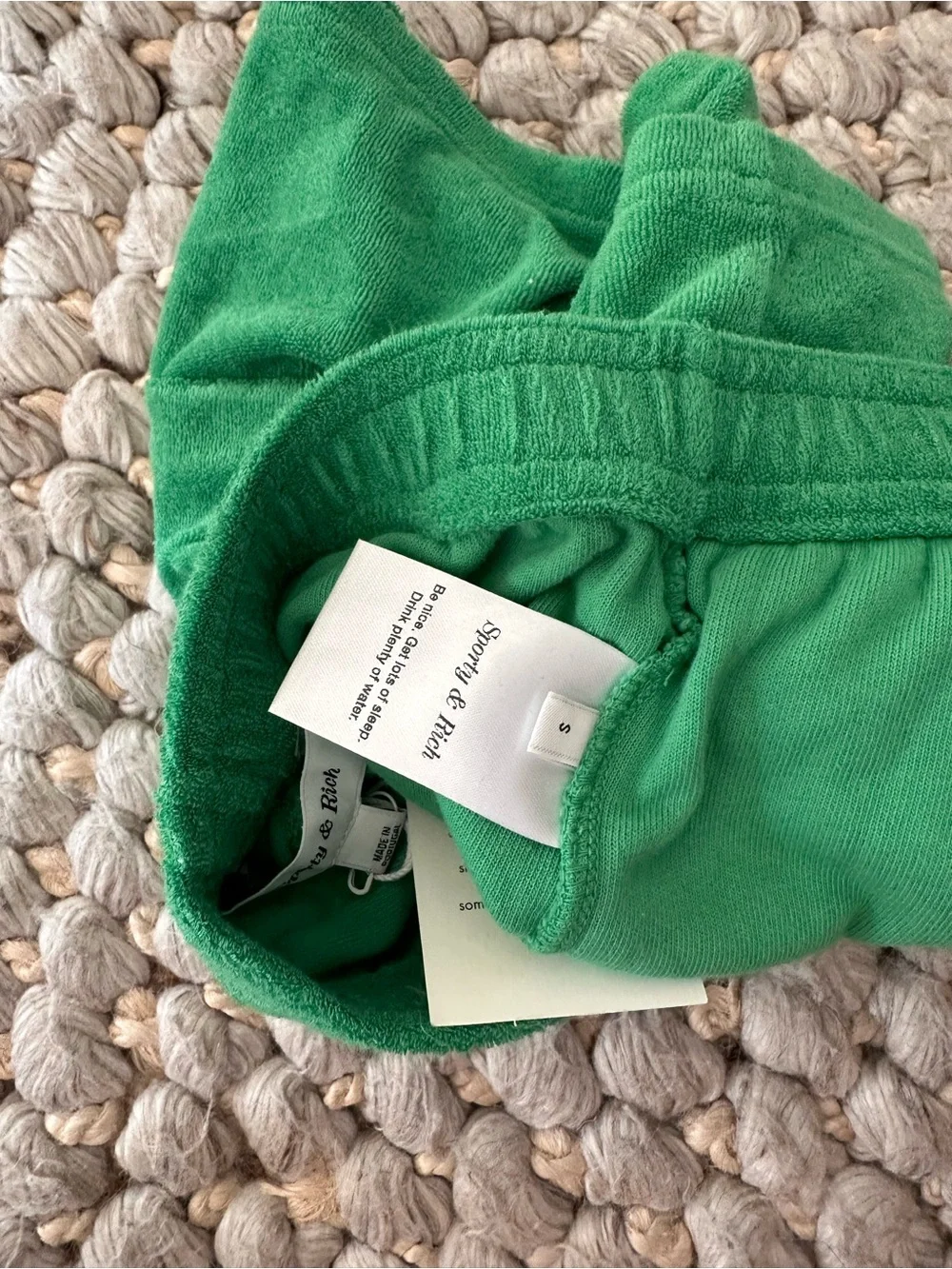 NWT Sporty & Rich Green Terry cloth shirts Classic white logo size small